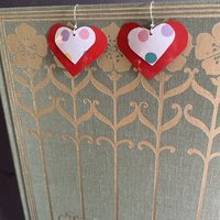 Polka Dot Heart Tin Earrings