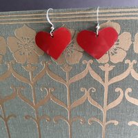 Red Little Heart Tin Earrings