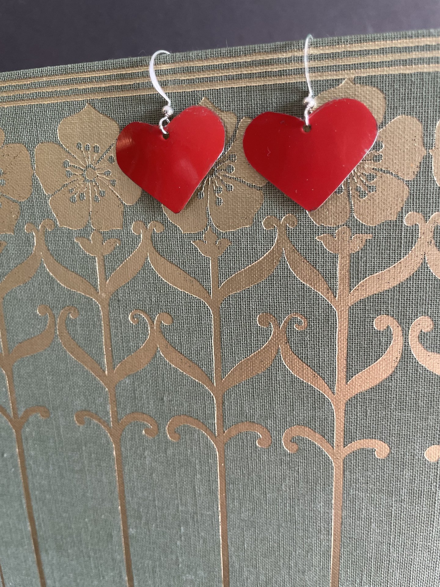 Red Little Heart Tin Earrings