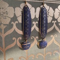 Blue Filigree Tin Earrings