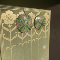 Big Circle Rose Trellis Tin Earrings