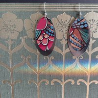 Long Oval Abstract Fruit Tin Earrings