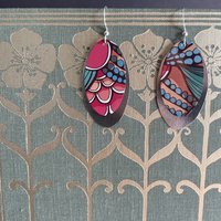 Long Oval Abstract Fruit Tin Earrings