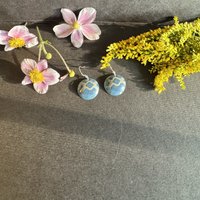 Blue Design Nested Tin Earrings