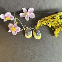 Yellow Tear Paisley Candle Tin Earrings