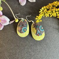 Yellow Tear Paisley Candle Tin Earrings