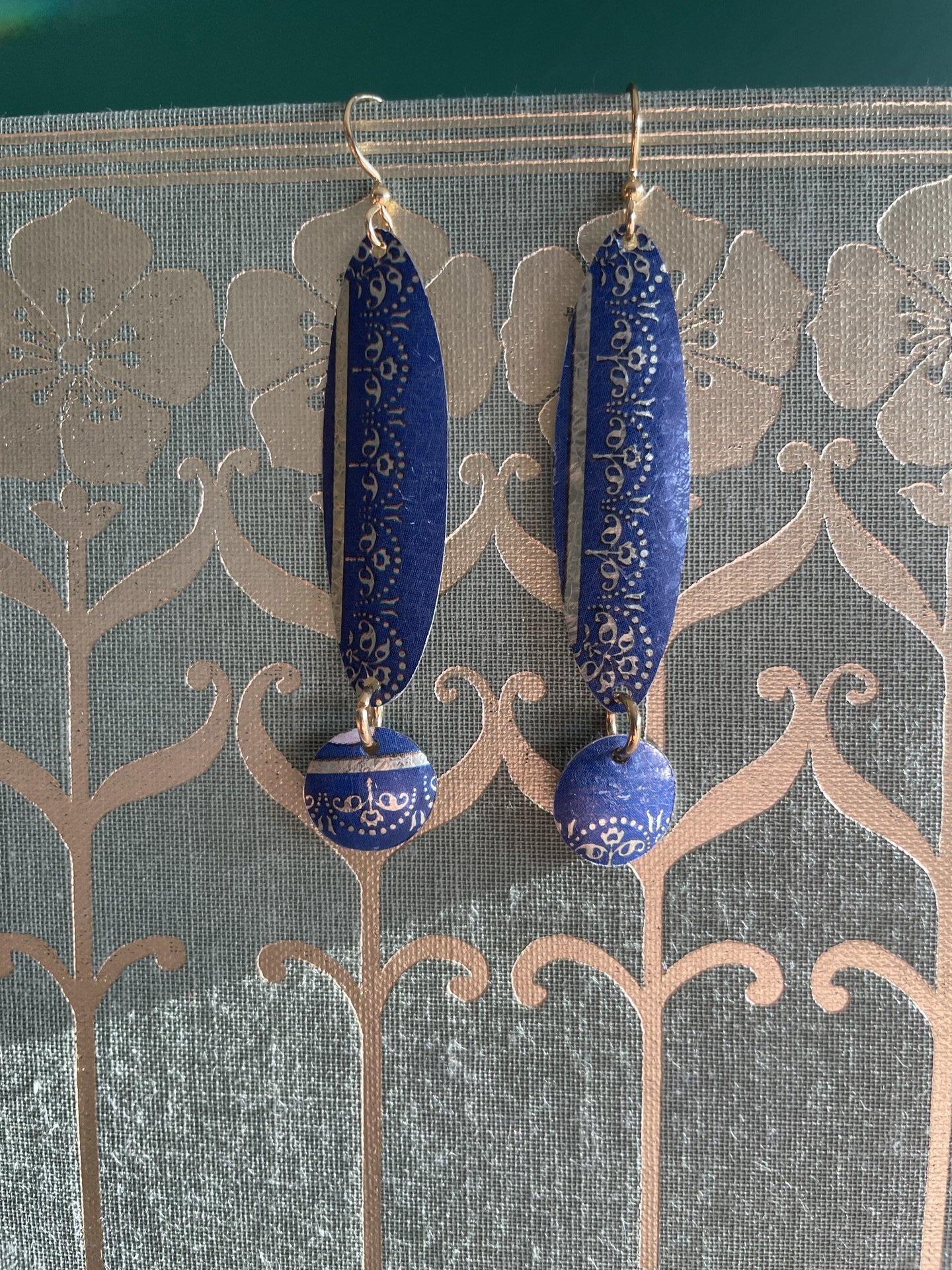 Blue Filigree Tin Earrings