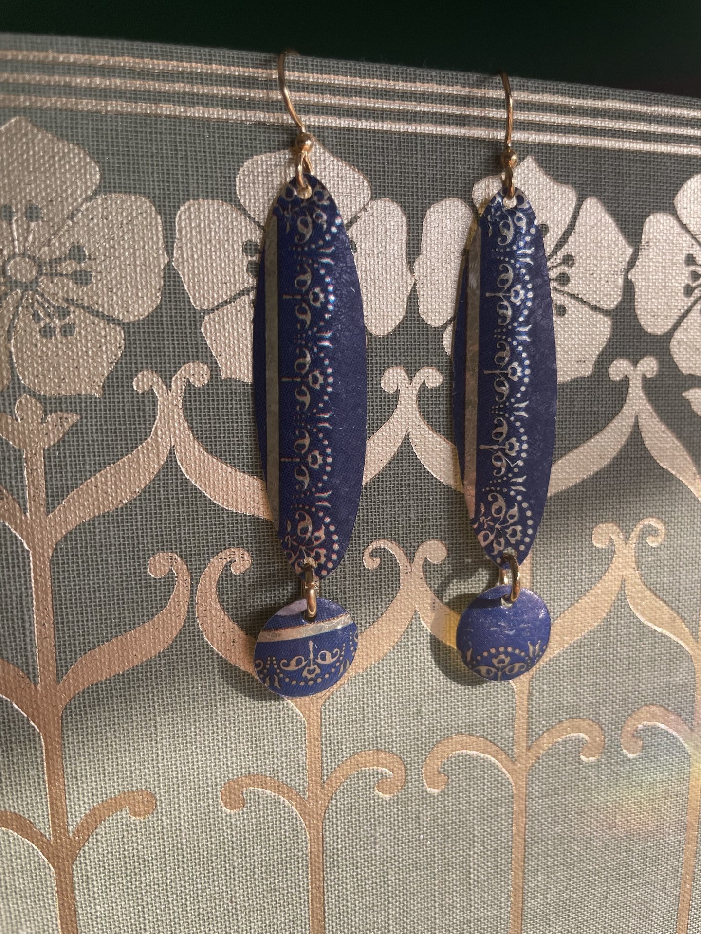 Blue Filigree Tin Earrings