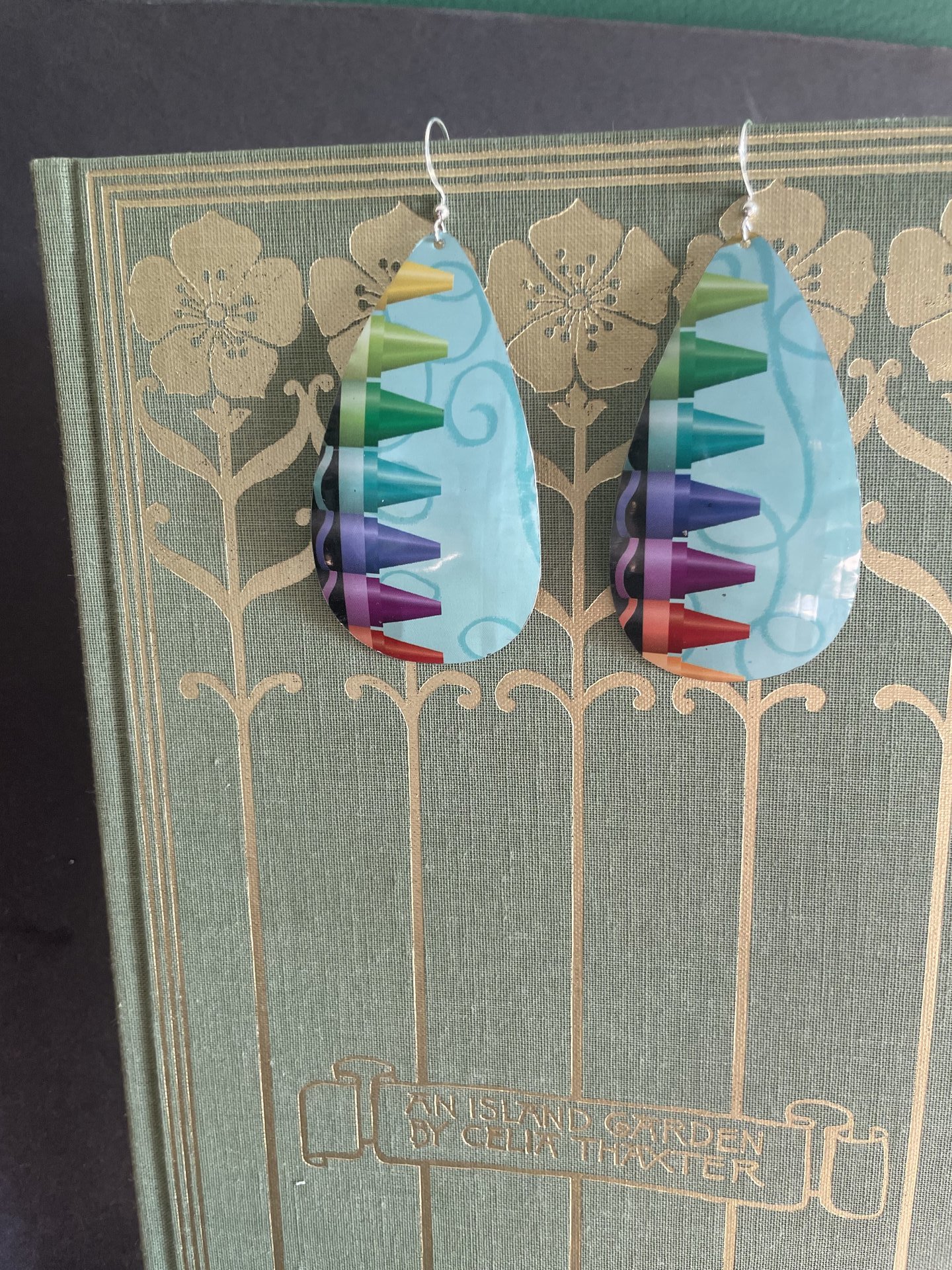 Teal Crayon Tin Earrings