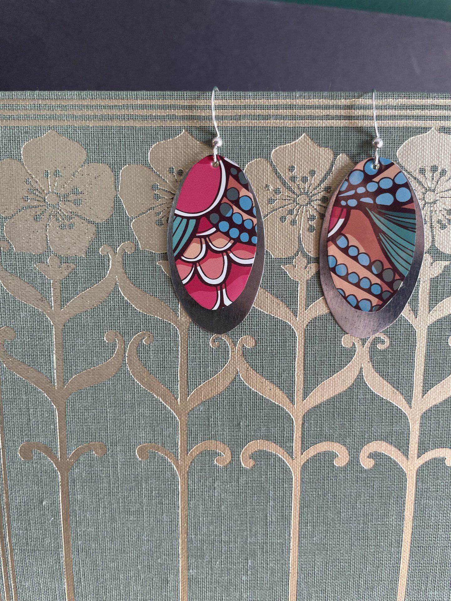 Oval Abstract Fruit Tin Earring