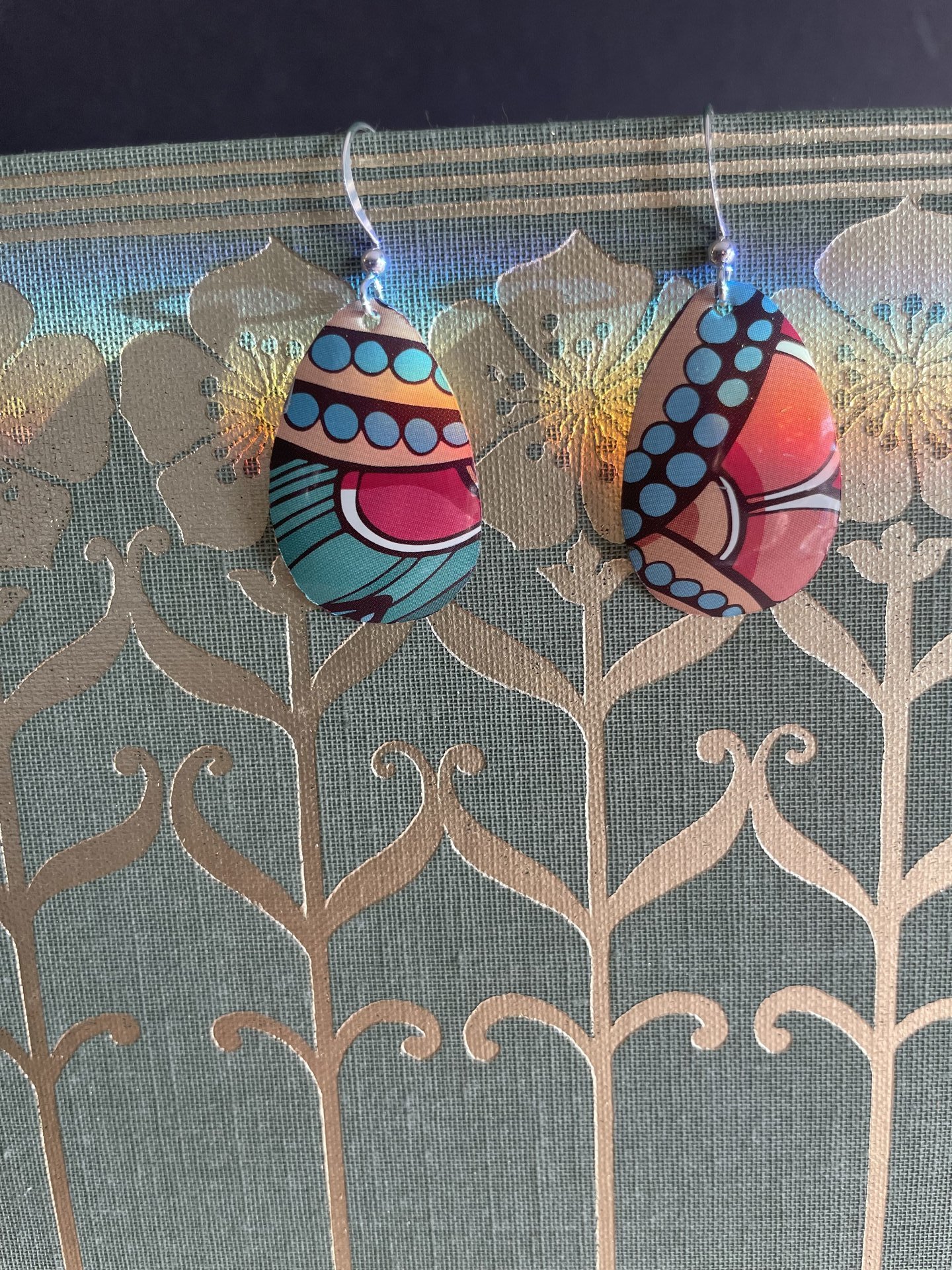 Squat Teardrop Abstract Fruit Tin Earring