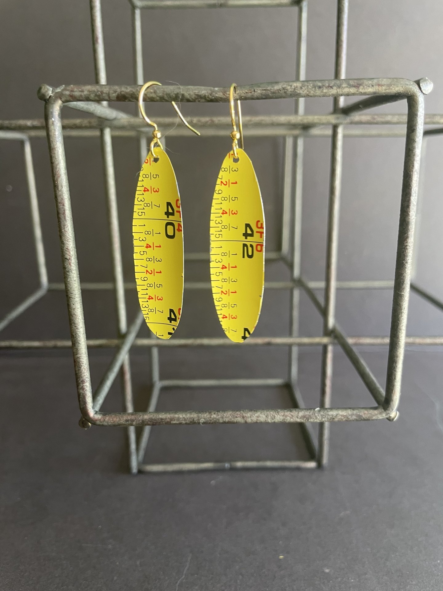40" Tape Measure Tin Earrings