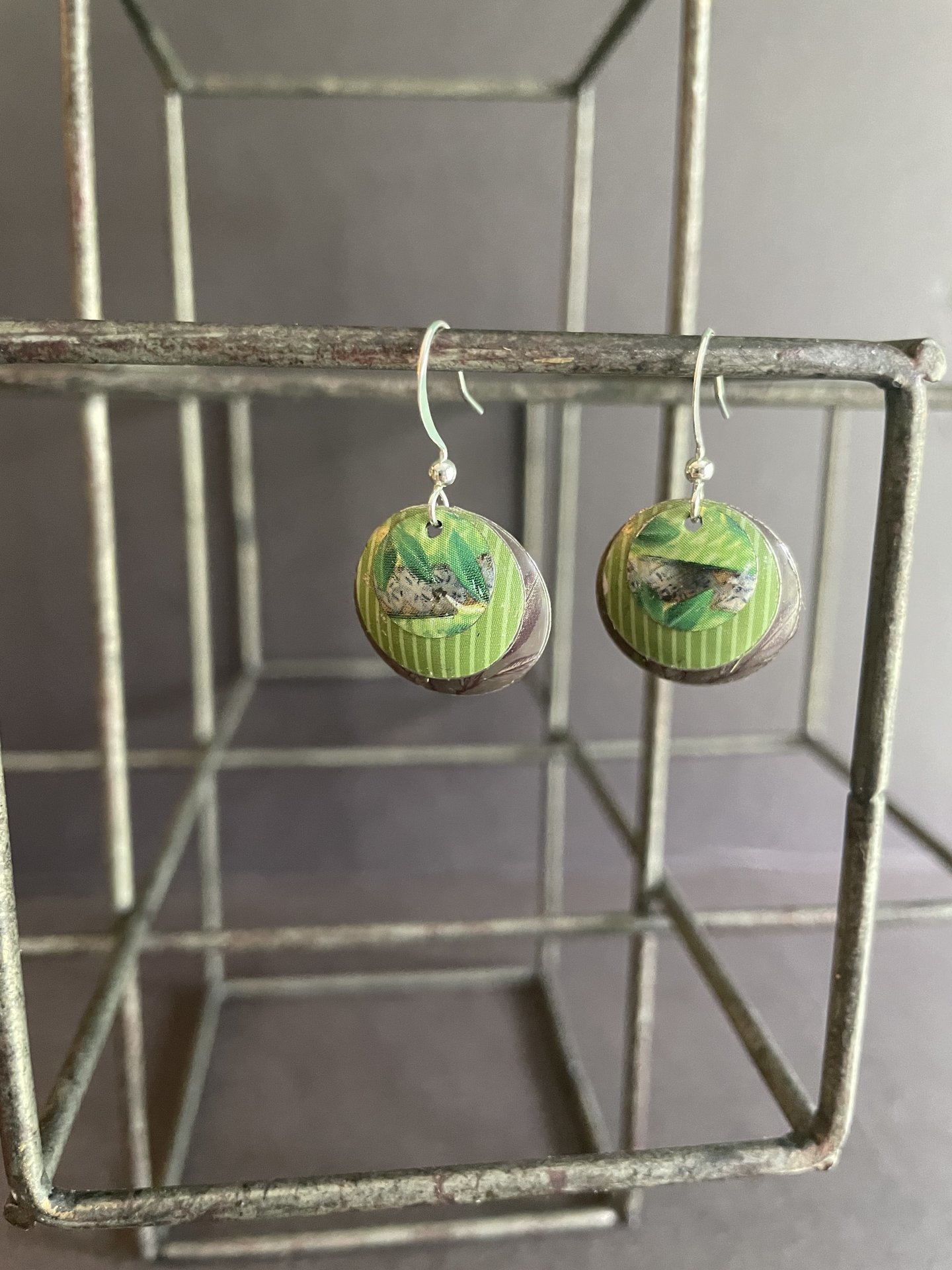 Nested Easter Egg Lemon Tin Earrings