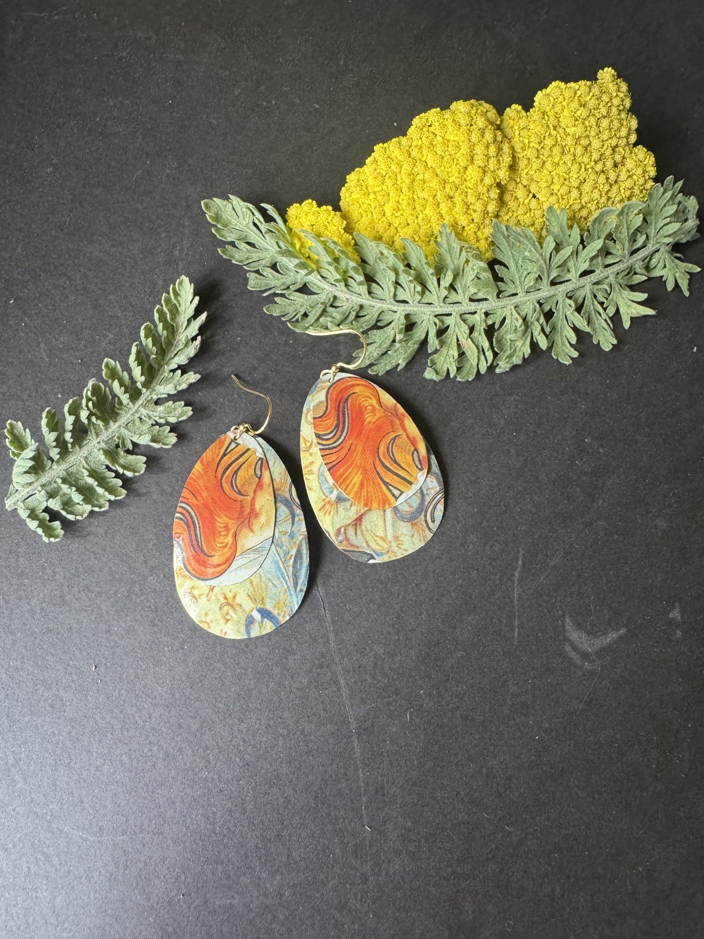 Red Hair Nested Lefèvre Tin Earrings