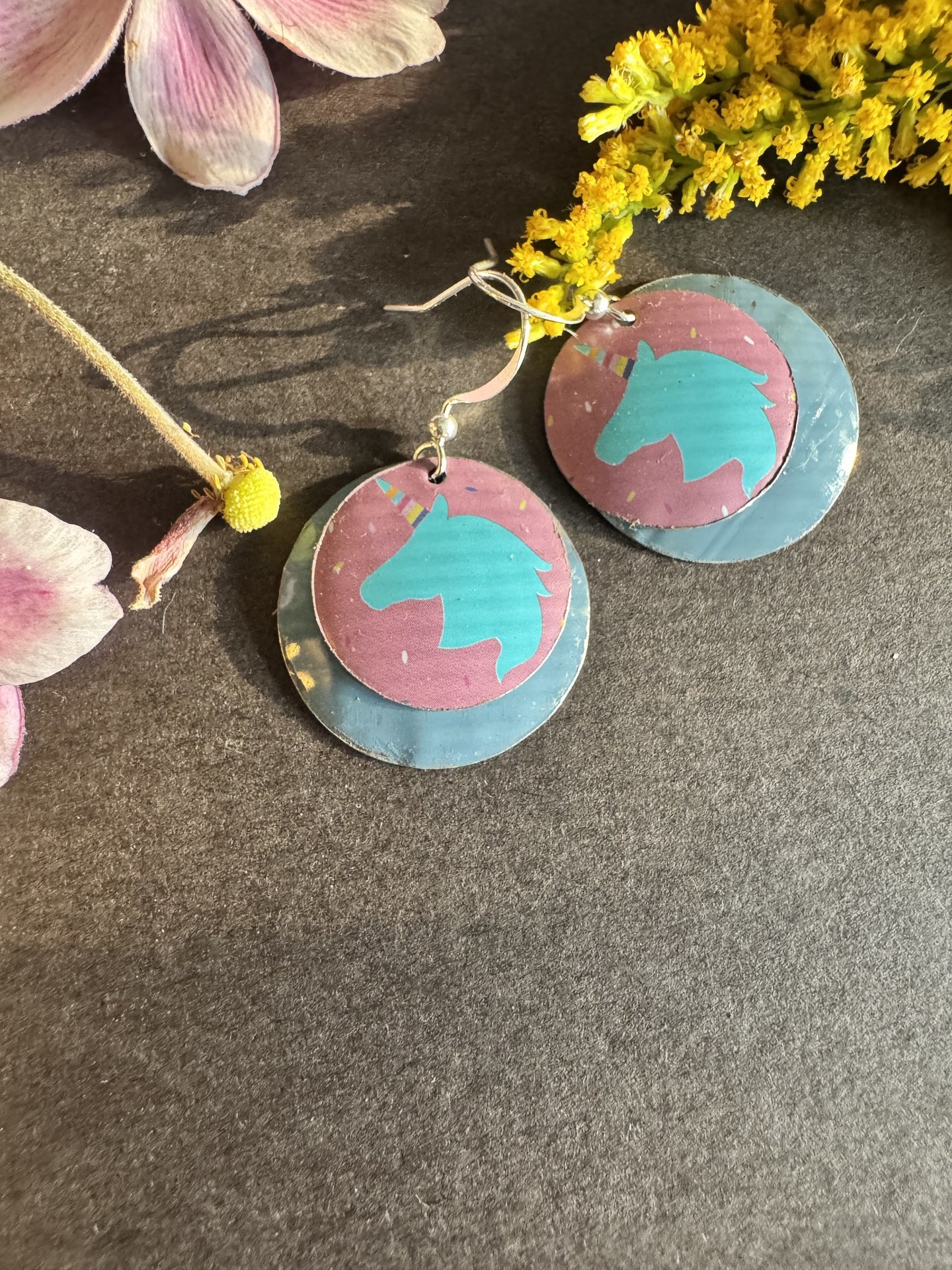 Unicorn Pencil Case Tin Earrings