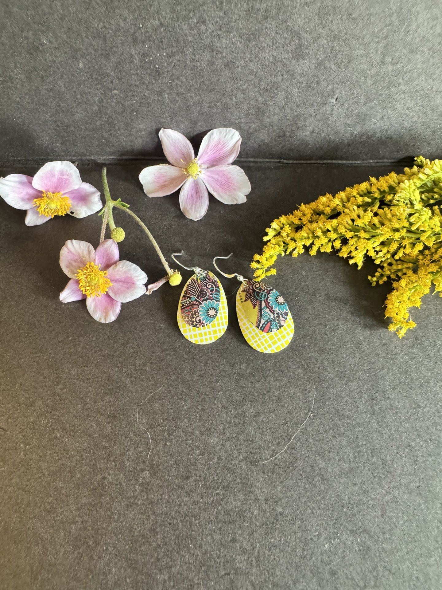 Yellow Tear Paisley Candle Tin Earrings