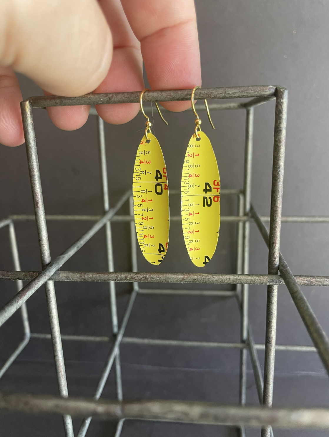 40" Tape Measure Tin Earrings