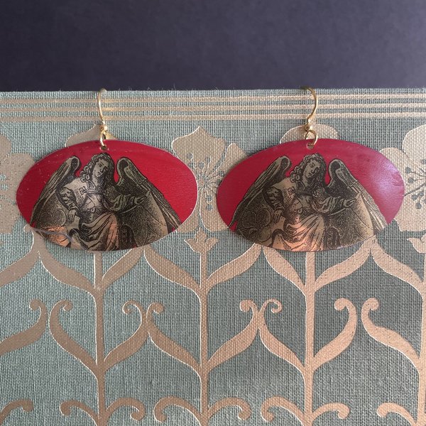 Red Angel Tin Earrings
