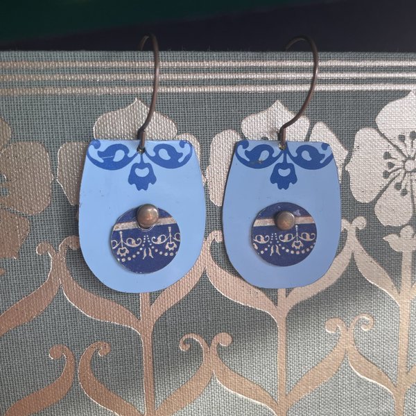 Blue Rivet Vase Tin Earrings
