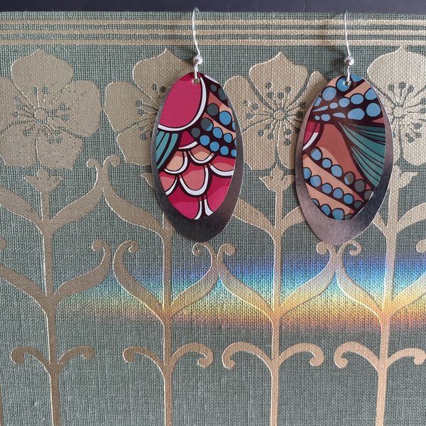 Oval Abstract Fruit Tin Earring