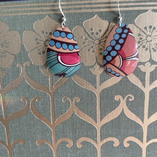 Squat Teardrop Abstract Fruit Tin Earring