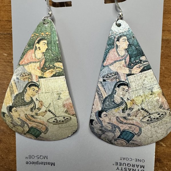 Servers and Musicians Indian Miniature Tin Earrings